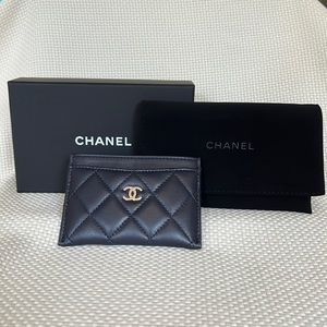 Chanel Card Holder Quilted Navy Blue
